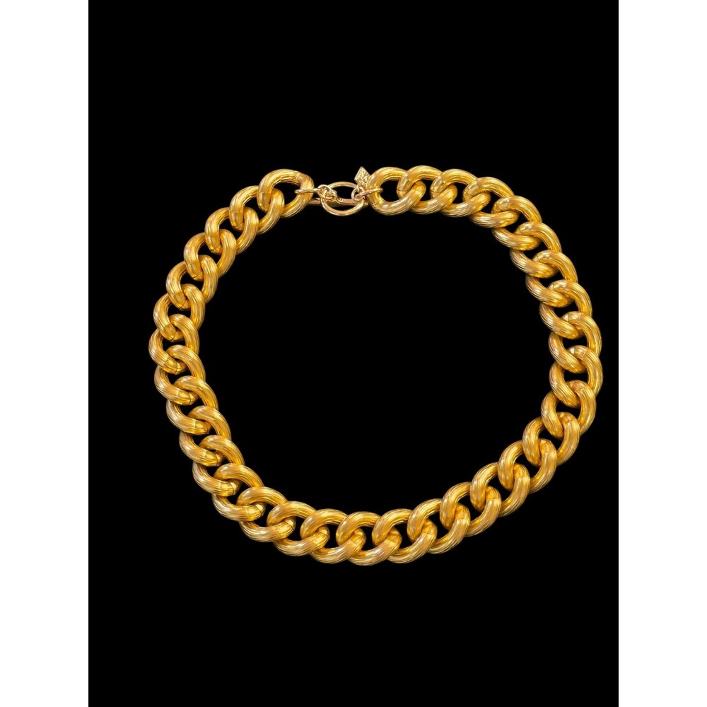 Anne Klein Gold Tone Chunky Chain 18" Necklace Toggle Clasp 1980s